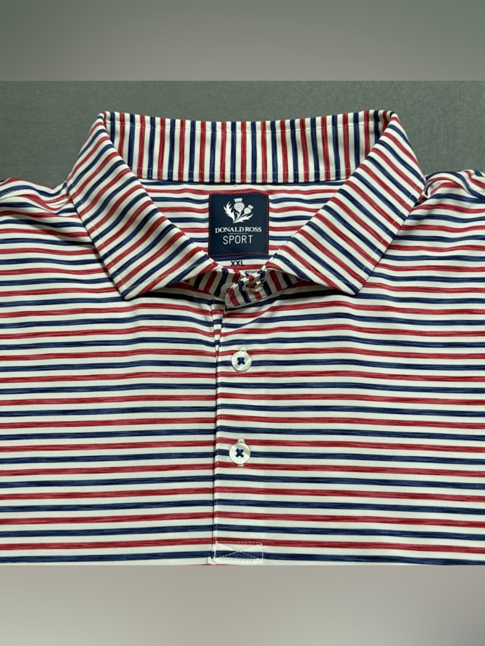 Donald Ross Sport Truman Patriotic Stripe Performance Golf Polo Men’s XXL UPF50